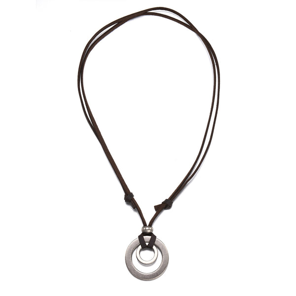 Collar de Cuero Hueco con Doble Círculo - Image 6