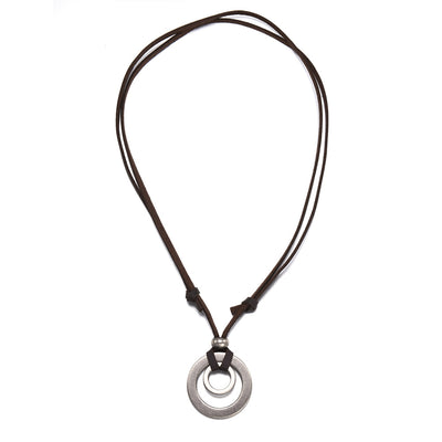 Collar de Cuero Hueco con Doble Círculo - Image 6