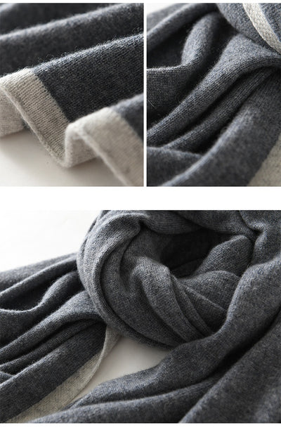 Bufanda Cashmere Tejida con Diseño Geométrico Bloques de Color - Estilo Occidental - Image 21