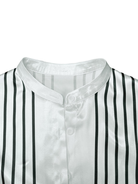Blusa Rayada Estampada con Contraste de Colores y Botones Simples - Image 24