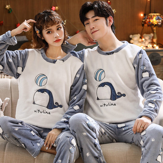Pijama de Pareja en Franela Gruesa y Terciopelo - Conjunto Abrigado para Casa - Image 33
