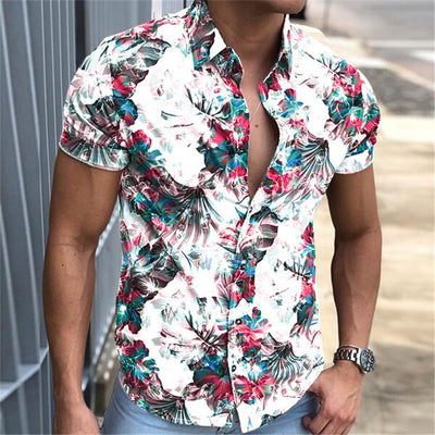 Camisa Floral Casual para Hombre - Manga Corta