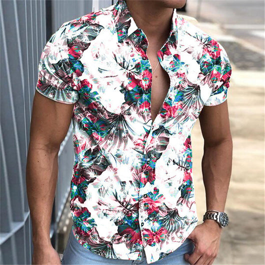 Camisa Floral Casual para Hombre - Manga Corta