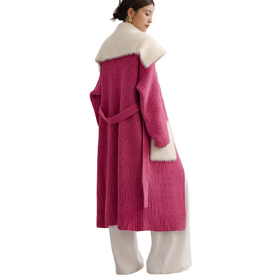 Cardigan Largo con Cuello de Piel Sintética y Tejido Suelto - Image 5