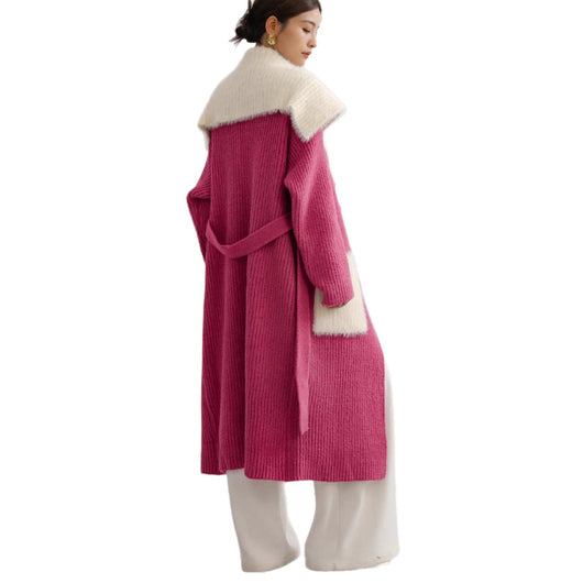 Cardigan Largo con Cuello de Piel Sintética y Tejido Suelto - Image 5
