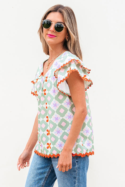Blusa Chifón Estampado Geométrico Multicolor para Mujer - Image 10