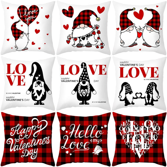 Funda de Almohada Día de San Valentín Letras Cartoon Roja - Tela Melocotón