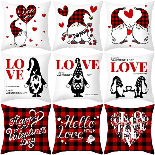 Funda de Almohada Día de San Valentín Letras Cartoon Roja - Tela Melocotón