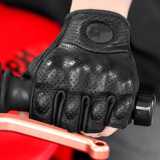 Guantes de Motocicleta de Cuero Profesional - Medio Dedo para Hombre y Mujer - Image 11