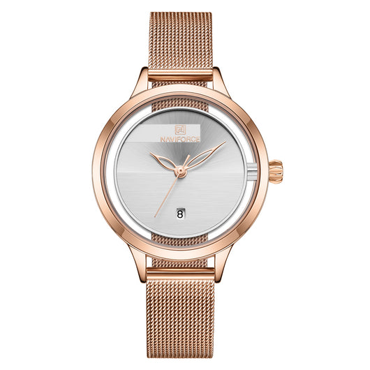 Reloj de Pulsera Mujer Malla Metálica con Calendario - Image 14