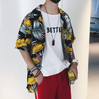 Camisa de Playa Hip Hop con Estampado de Hojas - Image 7