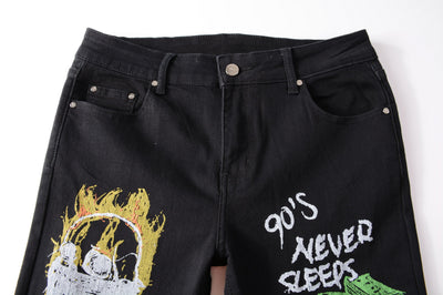 Pantalones Slim Stretch con Estampado 3D Blanco y Negro para Hombre - Image 5