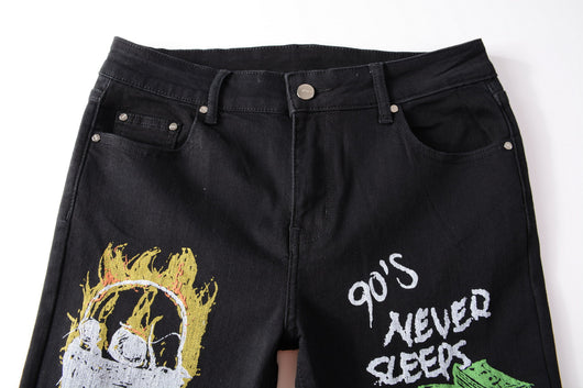 Pantalones Slim Stretch con Estampado 3D Blanco y Negro para Hombre - Image 5