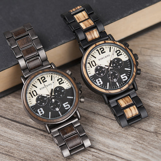 Reloj Multifunción de Madera y Cuarzo para Hombre - Image 3