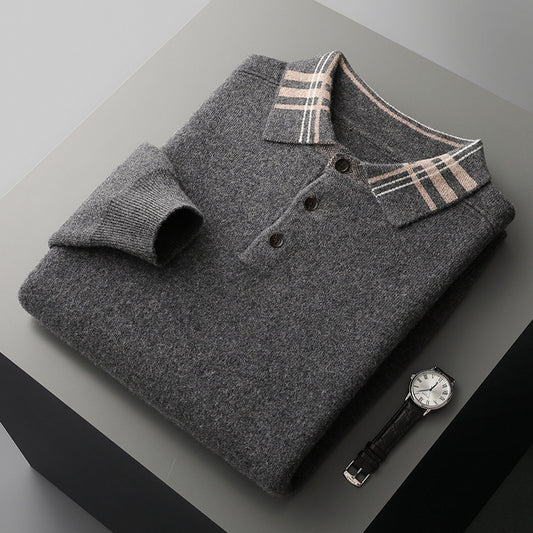 Suéter Polo Cuello Solapa Multicolor Tejido Cashmere Holgado