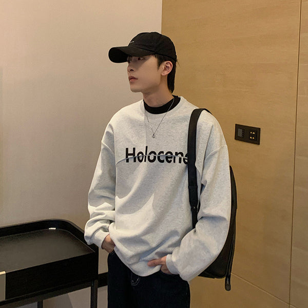 Sudadera Suelta de Cuello Redondo y Manga Larga para Hombre