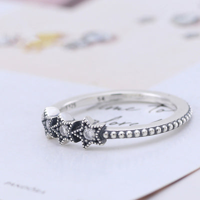 Anillo de Plata 925 Mujer Diseño Estelar con Circones Brillantes