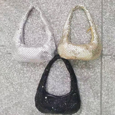 Bolsa Plateada con Lentejuelas - Estilo Casual Axilar