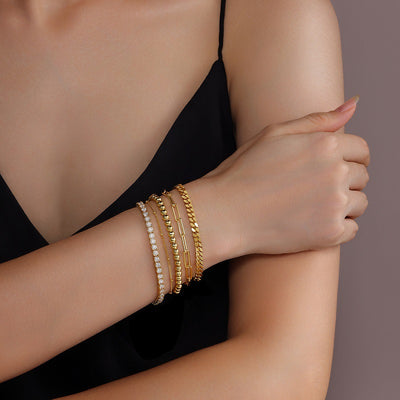 Pulsera Apilable de 5 Piezas en Plata S925 y Dorado - Image 5