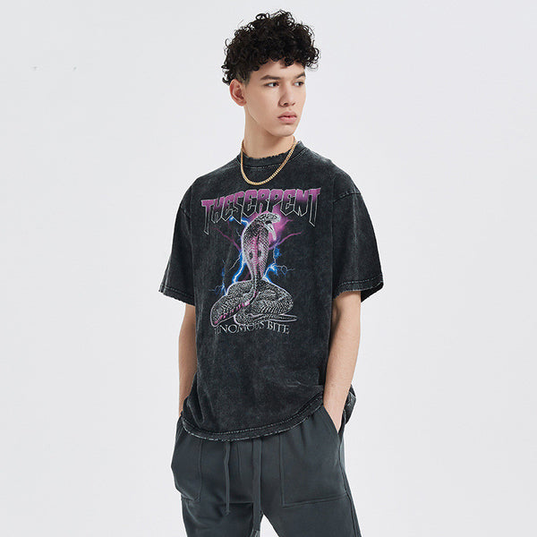 Camiseta Hombre Cobra Estampado Clásico Manga Corta