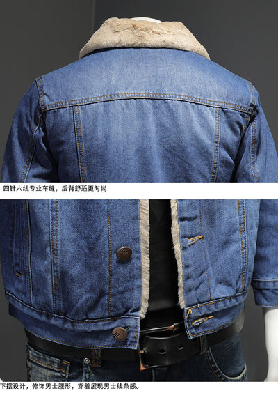 Chaqueta Denim Forrada Gruesa Estilo Japonés para Hombre - Image 17