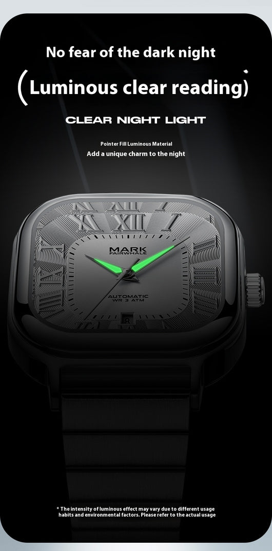 Reloj Mecánico Automático Cuadrado Resistente al Agua con Esfera Luminiscente - Image 20