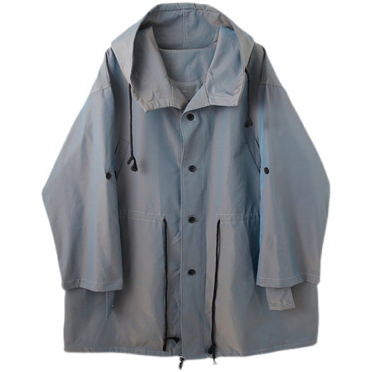 Cortaviento Impermeable con Capucha y Efecto Iridiscente Azul Eléctrico para Hombre - Image 7