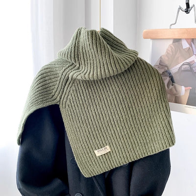Poncho Cuello Alto con Abertura Lateral - Bufanda Tejida Térmica - Image 8