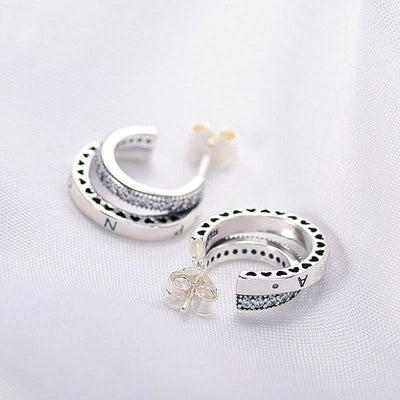 Aretes de Circonia Doble Anillo Efecto Hielo para Mujer - Image 4