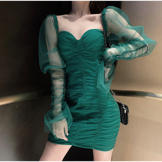 Vestido de Gasa con Mangas Abullonadas - Image 18