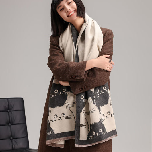 Bufanda Reversible Infantil de Imitación Cashmira con Diseño Cartoon para Otoño e Invierno