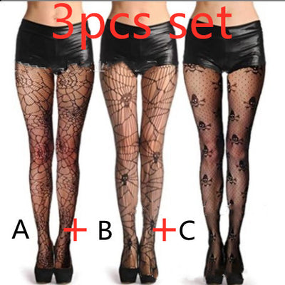 Medias de Malla Negra con Calavera para Mujer - Calcetines Halloween Fishnet - Image 6