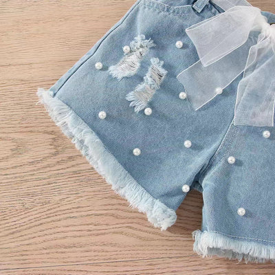 Conjunto de Dos Piezas Infantil: Short Denim sin Mangas - Image 5