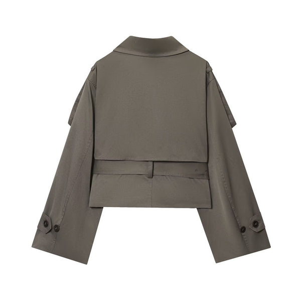 Abrigo Trench Coat Elegante para Mujer con Cuello Tipo Solapa