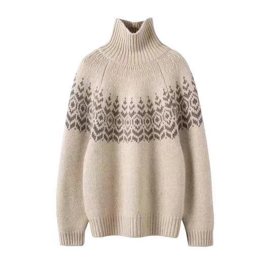 Suéter Cuello Alto Holgado Mujer Invierno - Tejido Grueso y Cálido