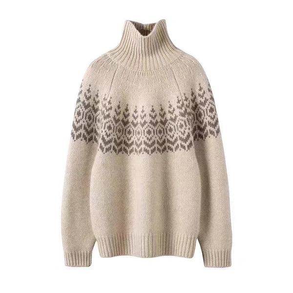 Suéter Cuello Alto Holgado Mujer Invierno - Tejido Grueso y Cálido