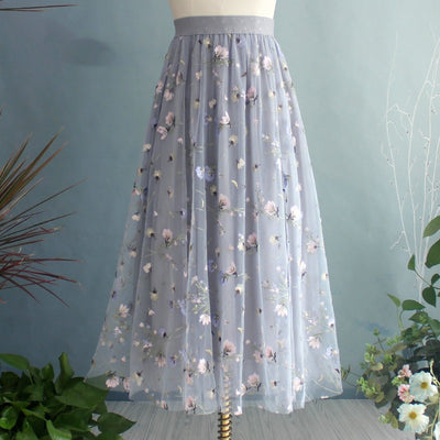 Falda Drapeada Multicapa con Malla Elegante para Mujer - Image 2