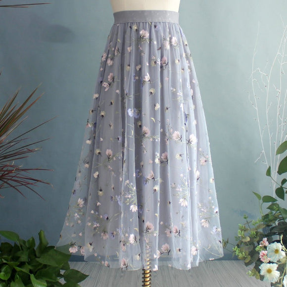 Falda Drapeada Multicapa con Malla Elegante para Mujer