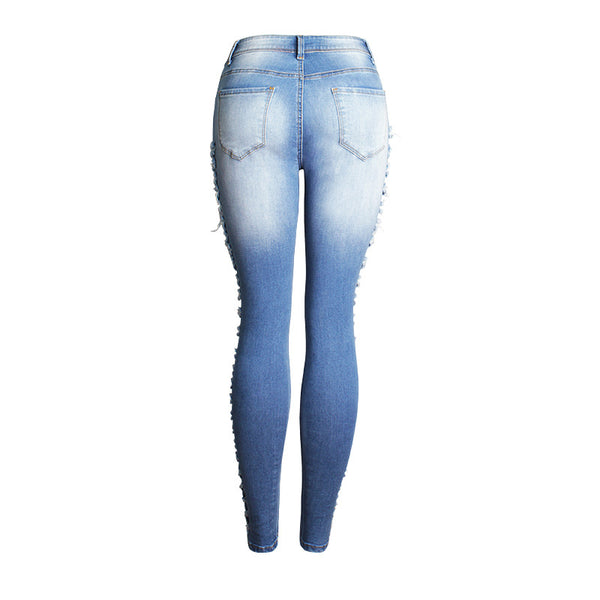 Pantalones Vaqueros Slim Fit Rotos para Mujer con Stretch