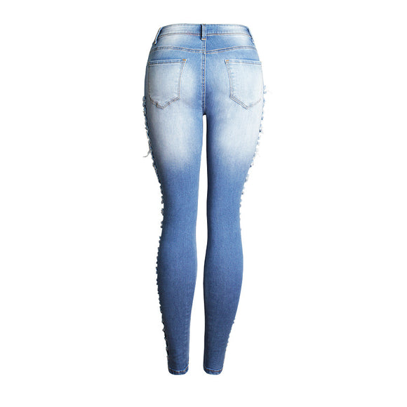 Pantalones Vaqueros Slim Fit Rotos para Mujer con Stretch