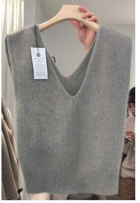 Chaleco de Lana Suelta con Escote en V Doble para Otoño e Invierno - Image 5