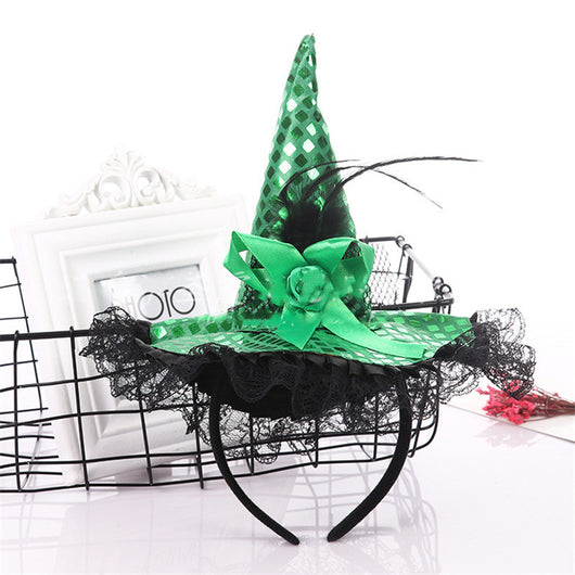 Diadema de Sombrero de Bruja para Halloween con Encaje y Lentejuelas - Image 2
