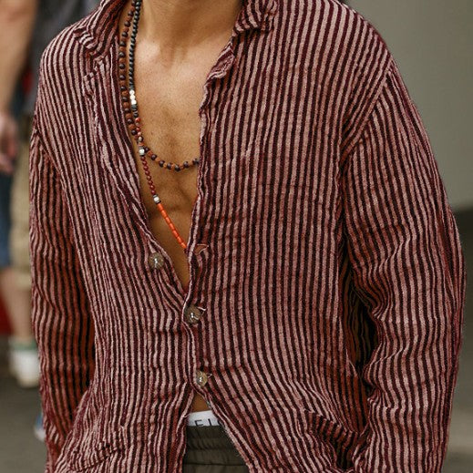 Camisa Manga Larga Estampado 3D para Hombre - Diseño Europeo Moderno