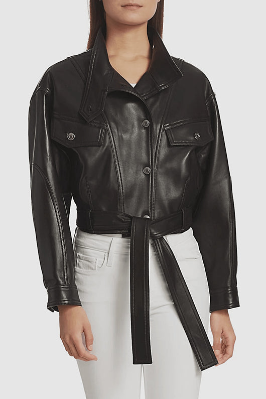 Chaqueta Vaquera con Cinturón de Cuero Suave y Lana Texturizada - Image 15