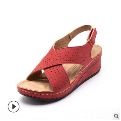 Sandalias Cuña Mujer Verano con Tiras Cruzadas y Diseño Calado - Image 5