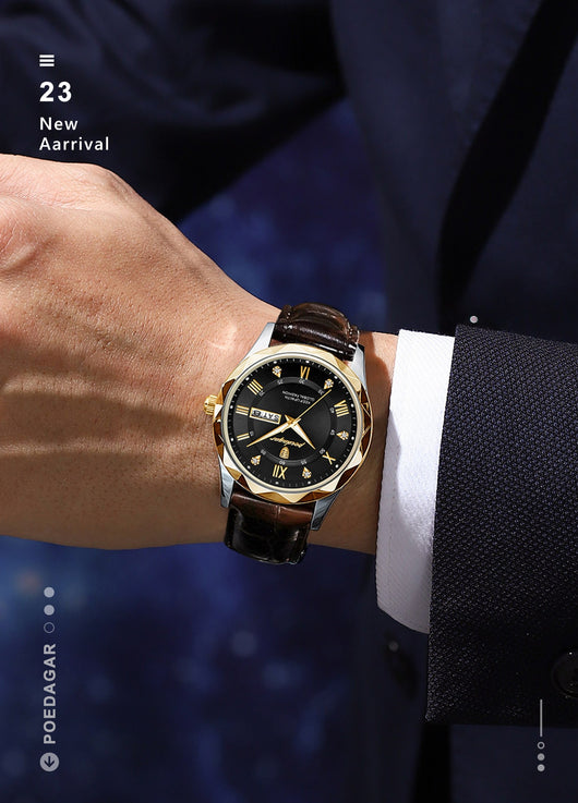 Reloj para Hombre con Correa de Cuero y Movimiento de Cuarzo - Image 14