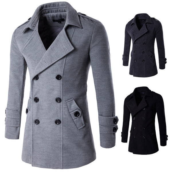 Abrigo Casual de Manga Larga para Hombre - Color Sólido