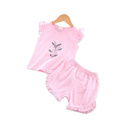 Conjunto Infantil Niña Verano: Blusa de Encaje sin Mangas + Shorts Lisos - Image 5