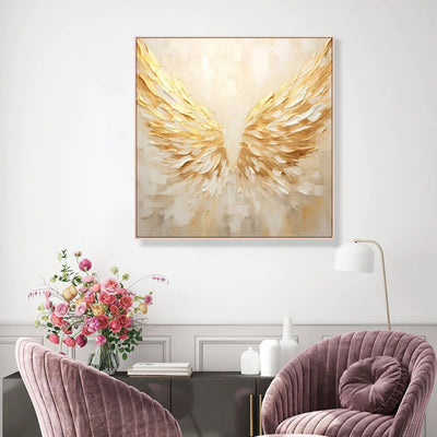 Cuadro de Alas de Ángel Doradas Pintado a Mano - Arte Abstracto Moderno - Image 7