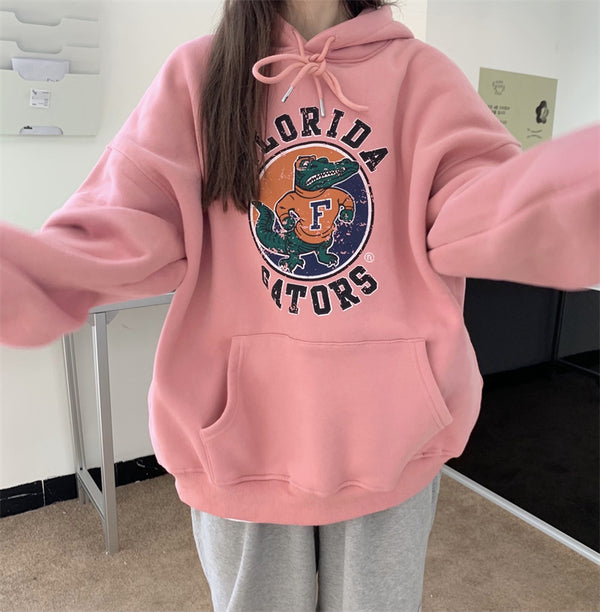 Sudadera Estampada con Capucha Versátil para Mujer